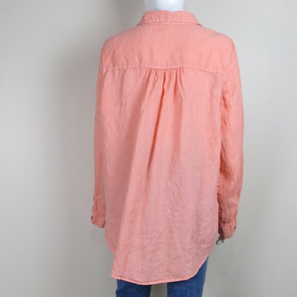Sigrid Olsen 100% Linen Tunic Top SIZE Large Peachy Orange - Picture 7 of 10